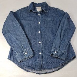 Cat & Jack Top Blouse M 7/8 Blue Jean Chambray
